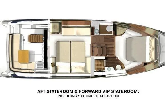 Me Yacht Photos Pics Plan of 2021 Regal 42 Fly yacht with aft and forward VIP staterooms.