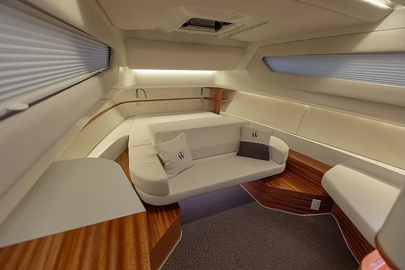  Yacht Photos Pics Luxurious interior of 2024 Wiszniewski Yachts W43, featuring elegant seating and modern design.