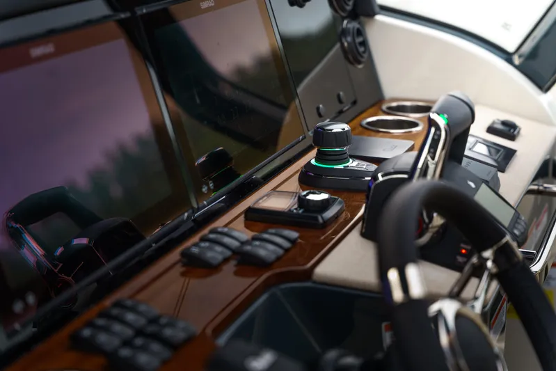  Yacht Photos Pics Modern helm of 2026 Wiszniewski Yachts W43 with advanced navigation controls and displays.