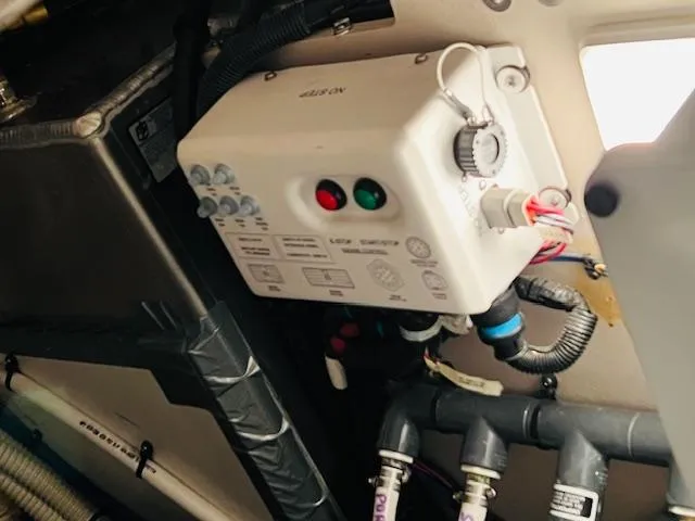  Yacht Photos Pics Electrical control panel in a 2016 Sea Ray 470 Sundancer yacht engine room.