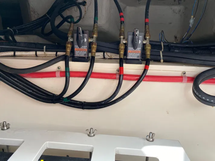  Yacht Photos Pics Engine compartment wiring of a 2016 Grady-White Freedom 335 boat.