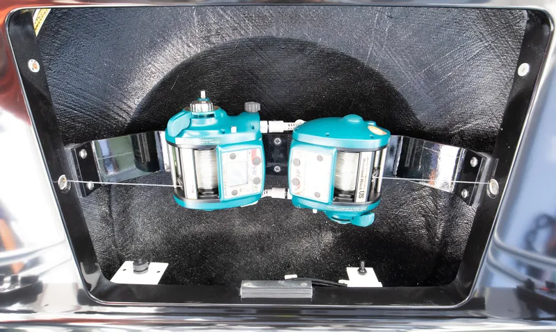 Code Blu Yacht Photos Pics Fishing reel storage on 2022 Valhalla Boatworks 46 Center Console.