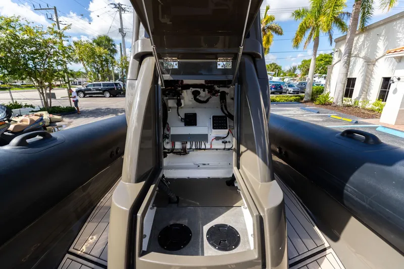 Airship 310 Yacht Photos Pics Interior view of 2023 Airship 310 boat, showcasing technical components and wiring.