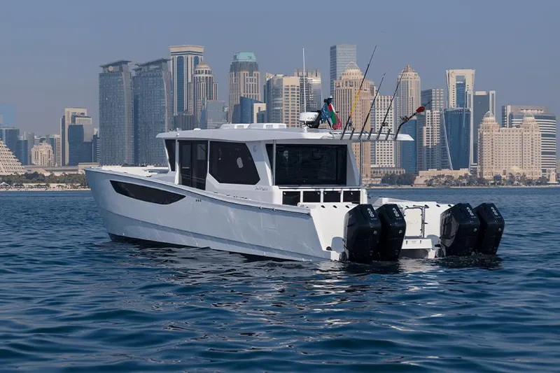  Yacht Photos Pics SilverCAT 46WA 2026 boat on water with city skyline in background.