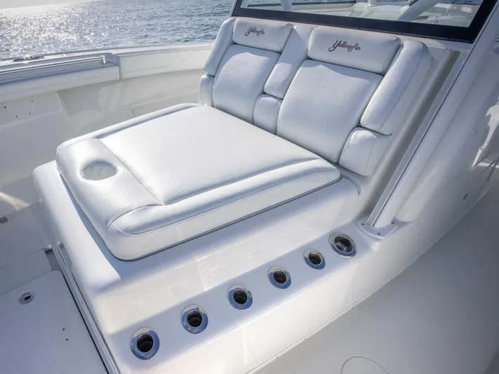  Yacht Photos Pics Luxurious seating on 2016 Yellowfin 42 boat with ocean view.