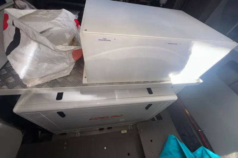  Yacht Photos Pics Engine room of 2023 Absolute 60 Fly yacht with Coelmo generator and storage.