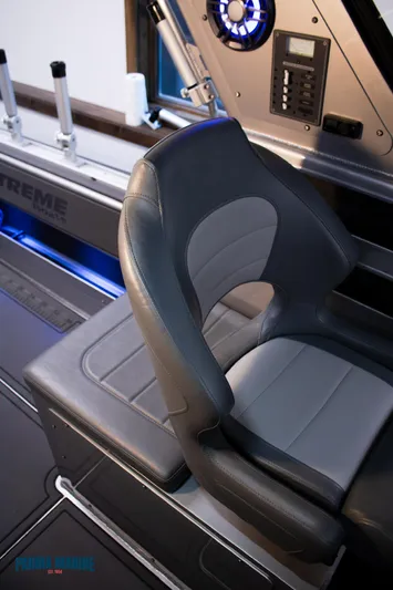  Yacht Photos Pics 2023 Extreme Boats 745 Game King interior with sleek seating and modern controls.