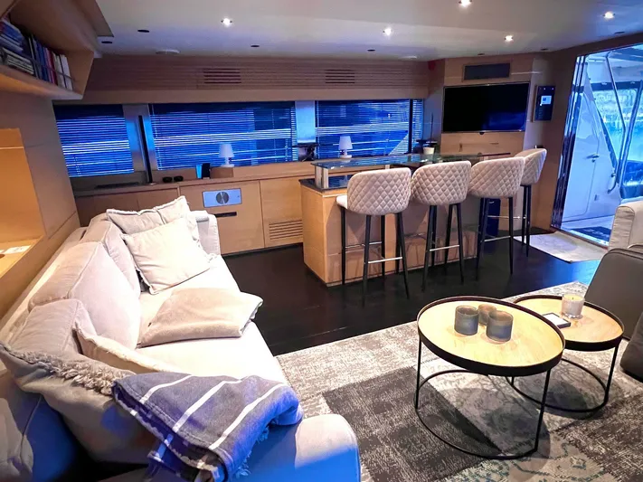 Yacht Photos Pics Luxurious interior of a 2008 Conam 75 Widebody yacht with modern furnishings.