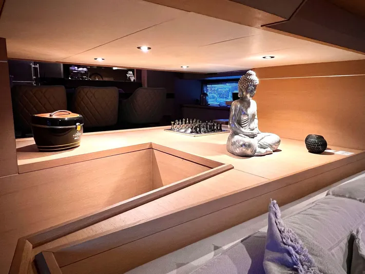  Yacht Photos Pics Luxurious interior of 2008 Conam 75 Widebody yacht with elegant decor and ambient lighting.