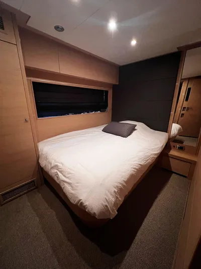  Yacht Photos Pics Luxurious bedroom interior of 2008 Conam 75 Widebody yacht with modern design.
