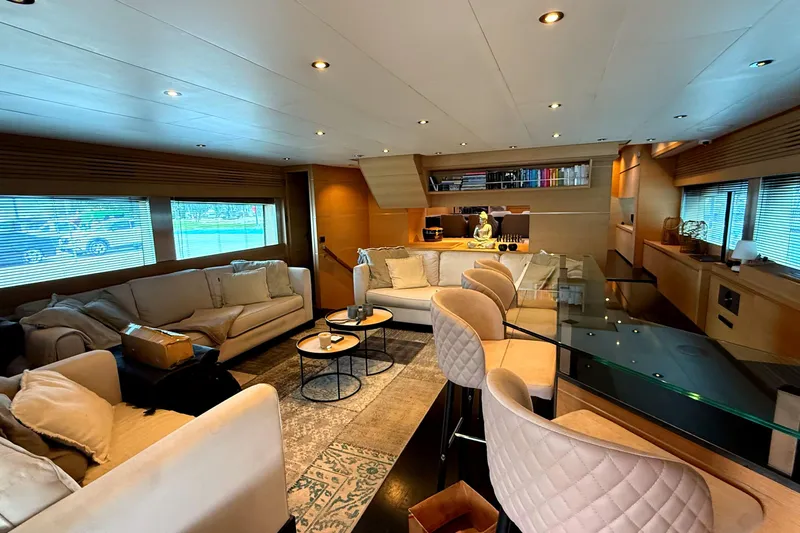  Yacht Photos Pics Luxurious interior of 2008 Conam 75 Widebody yacht with elegant seating and modern decor.