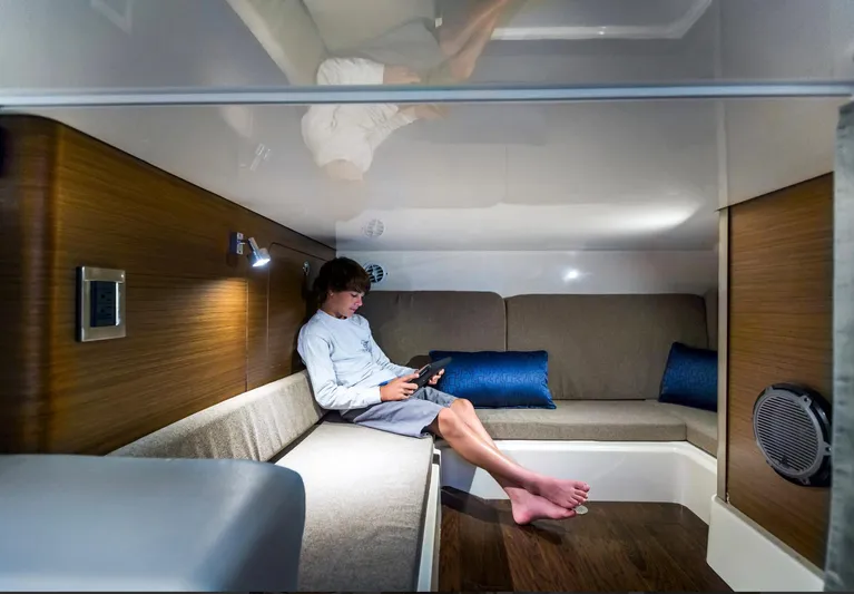 El Fuego Yacht Photos Pics Under helm cabin