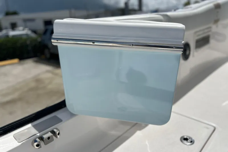  Yacht Photos Pics 2026 Sea Fox 268 Commander boat detail, featuring a sleek storage compartment.