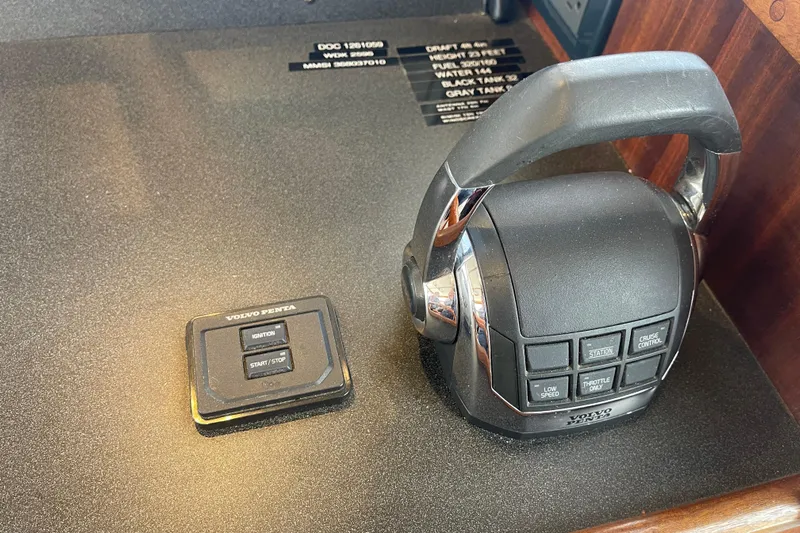Spray Yacht Photos Pics Control panel of a 2015 Nordic Tug 39 with Volvo Penta throttle.