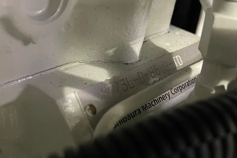 Spray Yacht Photos Pics Close-up of engine part with serial number on a 2015 Nordic Tug 39.