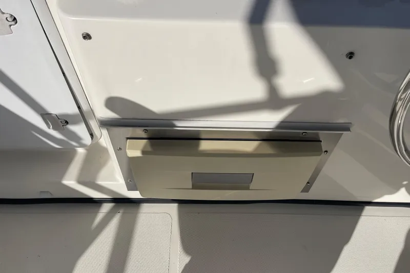 Spray Yacht Photos Pics 2015 Nordic Tug 39 boat interior detail with shadows and white paneling.