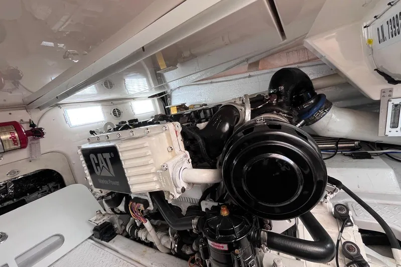  Yacht Photos Pics Engine room of 2007 Tiara Yachts 3900 Convertible with CAT Marine Power engine.