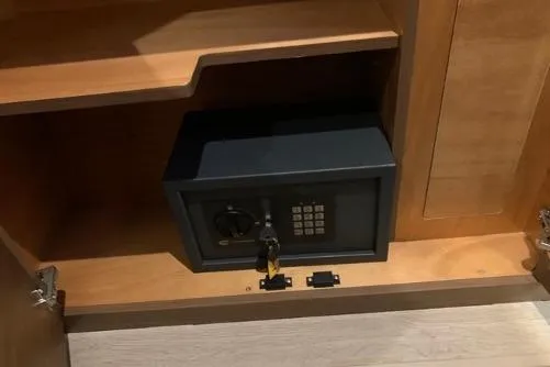  Yacht Photos Pics Safe inside wooden cabinet on Lagoon 46 yacht, 2020 model.