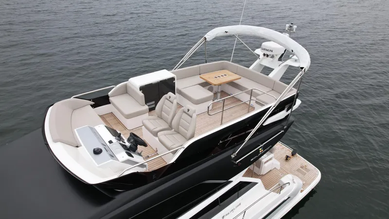  Yacht Photos Pics 2024 Fairline Squadron 50 luxury yacht with spacious flybridge.