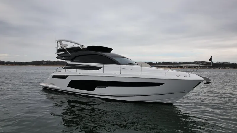  Yacht Photos Pics 2024 Fairline Squadron 50 luxury yacht on calm waters.