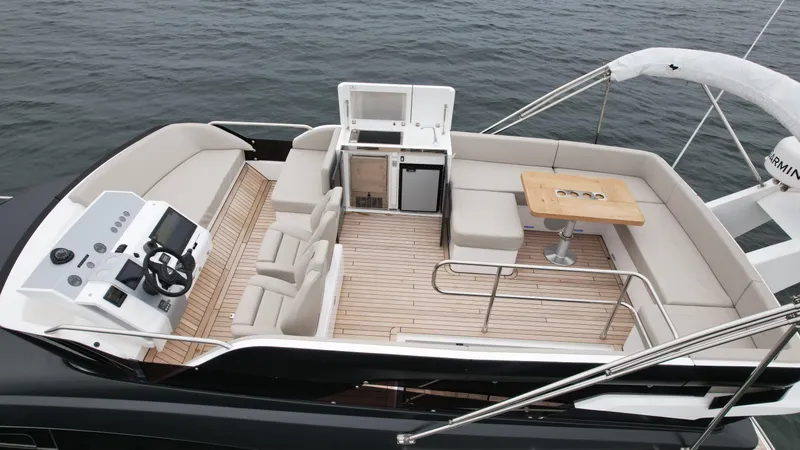  Yacht Photos Pics 2024 Fairline Squadron 50 yacht with spacious deck and modern amenities.