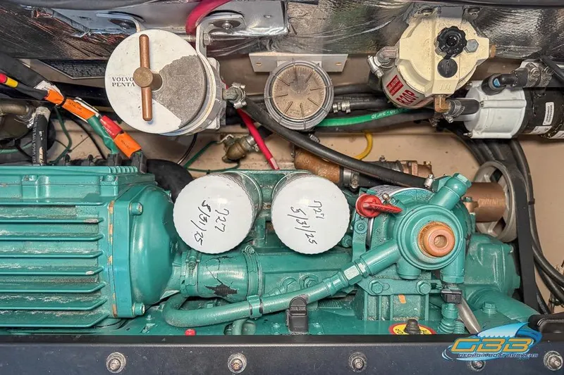  Yacht Photos Pics Engine compartment of a 2013 Cutwater C-28 boat with Volvo Penta components.