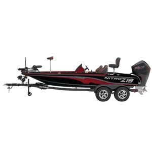 2025 Nitro Z18 Pro fishing boat with trailer, side view.