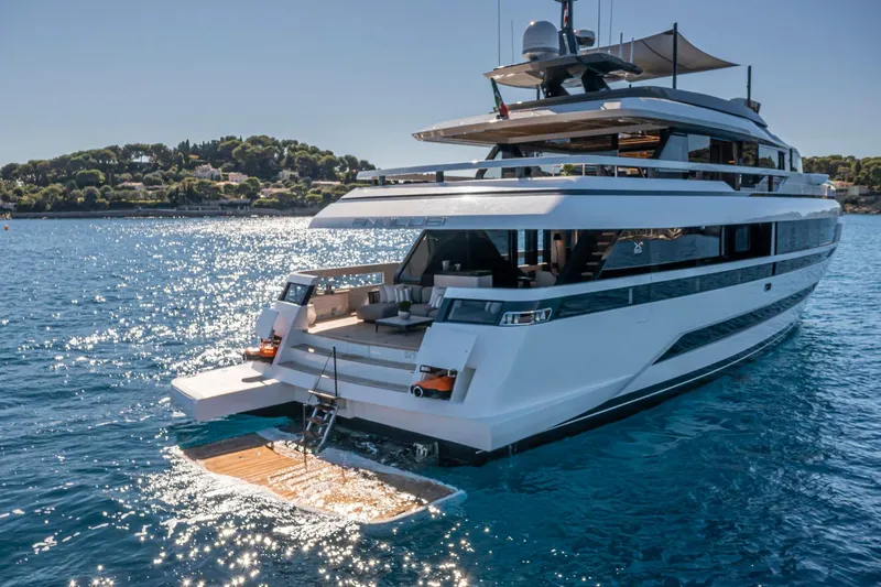 X96 Triplex Yacht Photos Pics Luxury yacht Extra X96 TRIPLEX 2025 on serene blue waters.