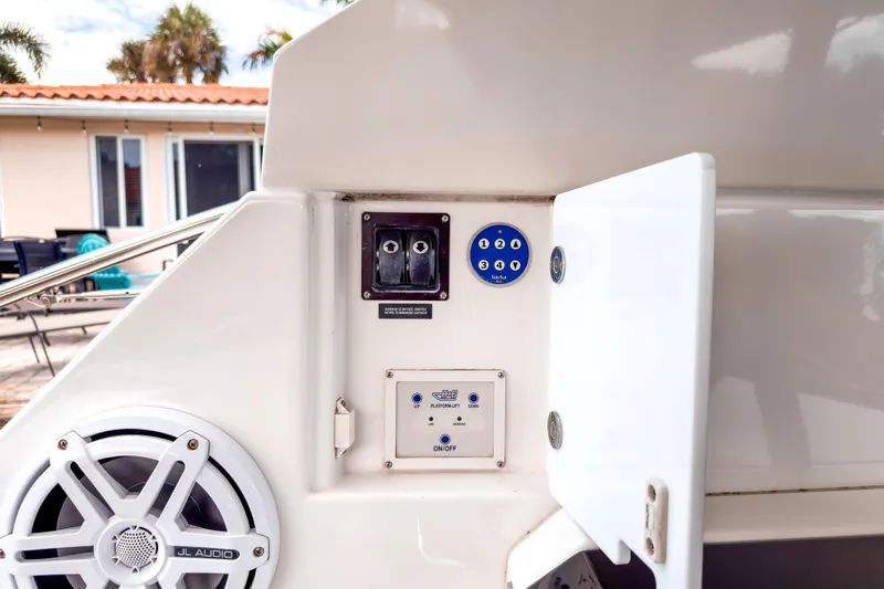  Yacht Photos Pics Control panel on 2015 Beneteau Gran Turismo 49 yacht, featuring audio system and switches.