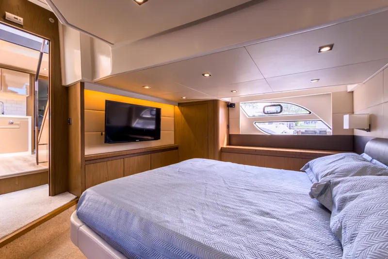  Yacht Photos Pics Luxurious interior of 2015 Beneteau Gran Turismo 49 yacht with modern bedroom design.