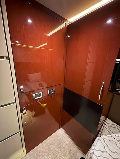  Yacht Photos Pics Interior of 2017 Sea Ray L590 yacht with sleek wooden cabinetry and modern design.