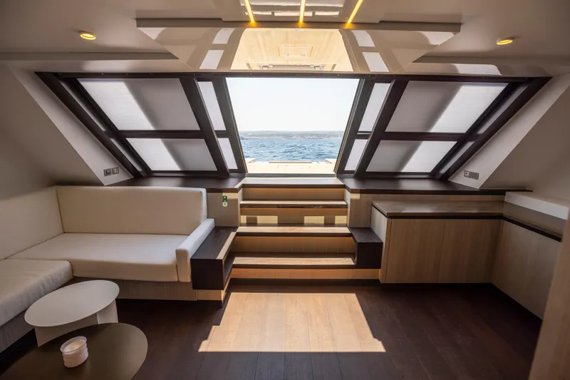  Yacht Photos Pics Luxurious interior of 2025 MandaYachts 07 SPIDER with ocean view and modern furnishings.