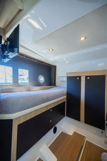 She Is Royal Yacht Photos Pics Luxurious cabin interior of 2014 Cranchi M 44 HT yacht with modern amenities.