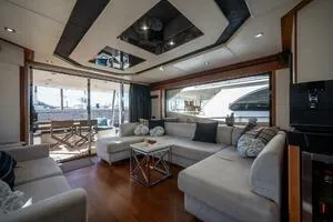  Yacht Photos Pics Luxurious interior of a 2015 Sunseeker 75 yacht with modern furnishings and ample natural light.