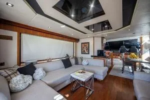  Yacht Photos Pics Luxurious interior of a 2015 Sunseeker 75 yacht with modern furnishings and elegant design.