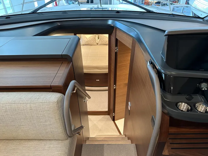 F45110 Yacht Photos Pics Interior view of 2024 Princess F45 yacht, featuring elegant wood finishes and modern design.