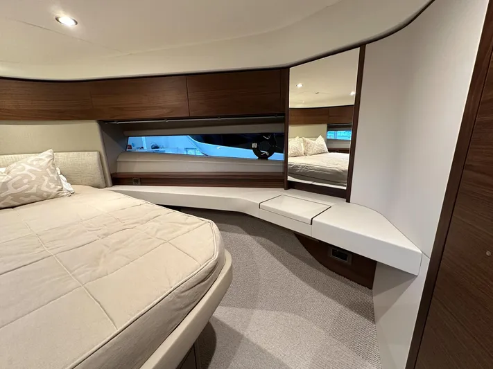 F45110 Yacht Photos Pics Luxurious interior of 2024 Princess F45 yacht with elegant wood and modern design.