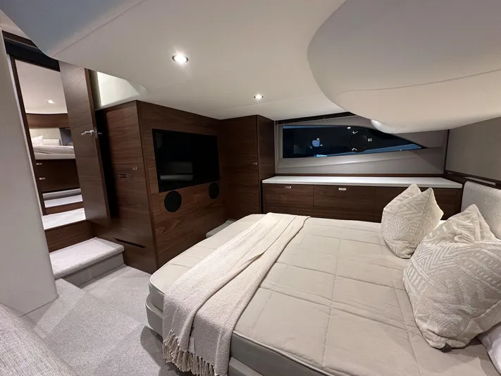 F45110 Yacht Photos Pics Luxurious interior of 2024 Princess F45 yacht with elegant bedroom design.
