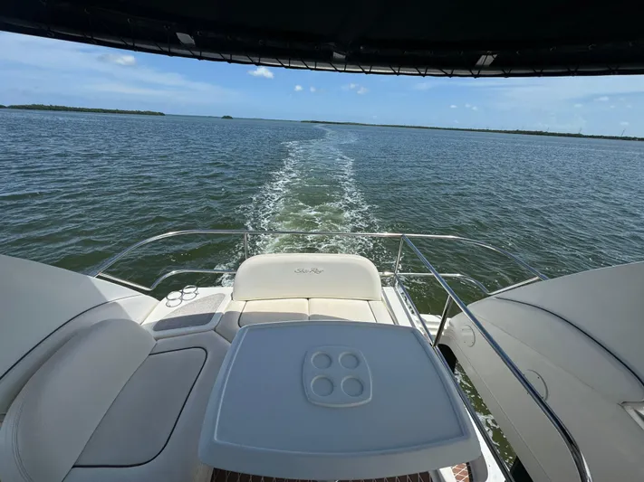  Yacht Photos Pics 2007 Sea Ray 36 Sedan Bridge cruising on open water, view from the deck.