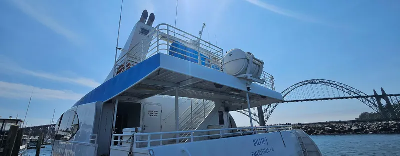 Billie J Yacht Photos Pics High-speed passenger boat docked near a bridge, Custom model, 2008.