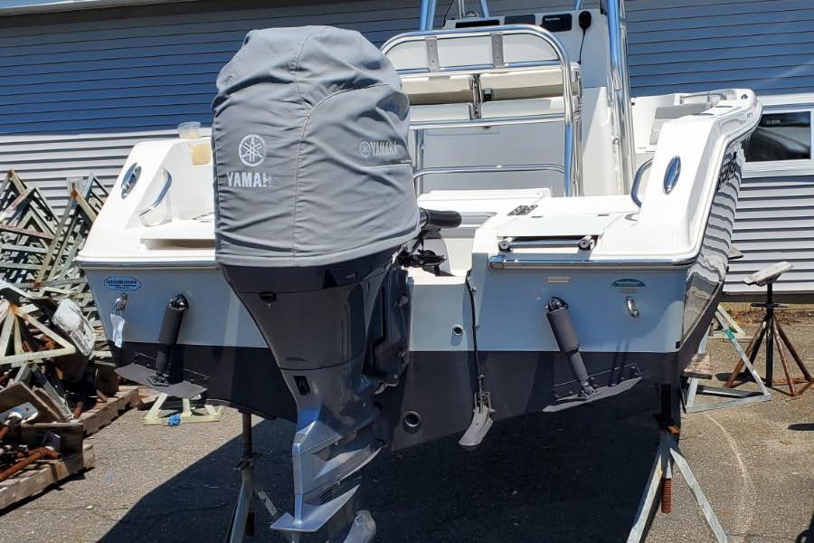 2018 Release 208RX boat with Yamaha outboard motor, parked on a trailer.