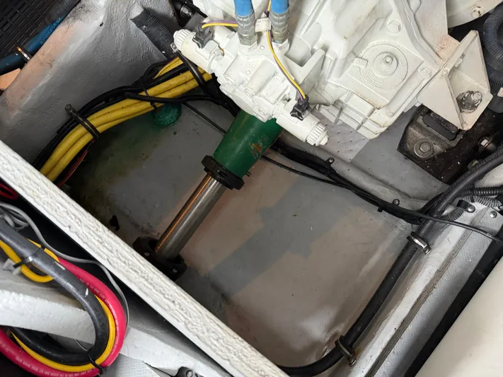  Yacht Photos Pics Engine compartment of a 2006 Meridian 391 Sedan with visible wiring and components.