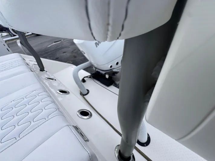 Call Today! 32 #55 Yacht Photos Pics 2025 Solace 32 CS boat interior with white seating and sleek design elements.
