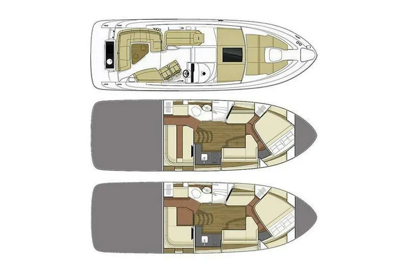 Tin Cup Chalice Yacht Photos Pics 2019 Sea Ray Sundancer 350 Coupe floor plan, showcasing interior layout and design.