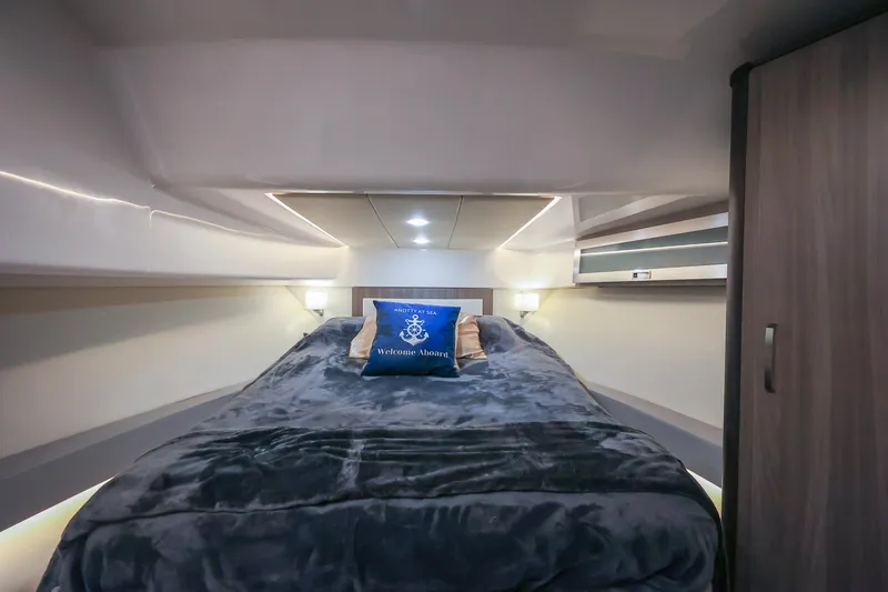  Yacht Photos Pics Luxurious cabin interior of 2022 Regal 36 Grande Coupe yacht.