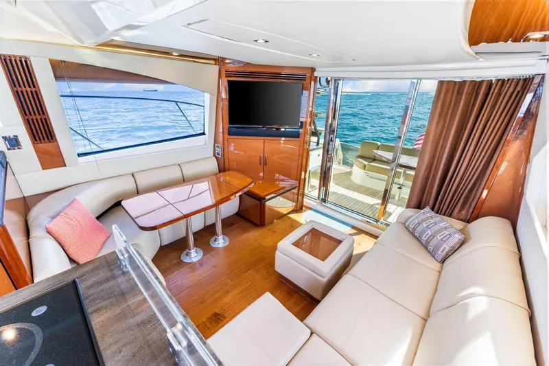 Kokomo Yacht Photos Pics Luxurious interior of 2016 Sea Ray 510 Fly yacht with ocean view.