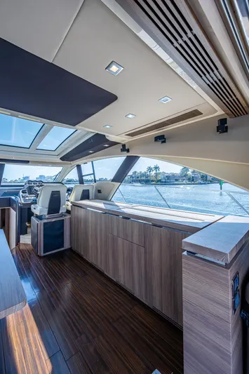  Yacht Photos Pics Interior of 2014 Azimut 55S yacht with modern design and panoramic windows.