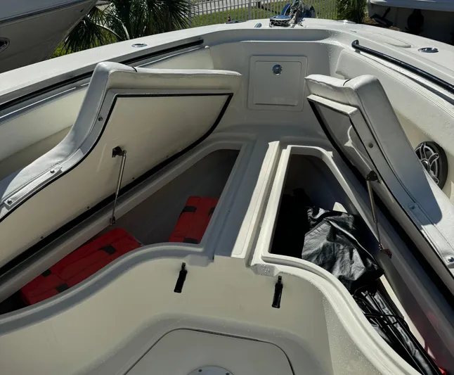  Yacht Photos Pics 2015 Hydra-Sports 3400 Center Console boat with open storage compartments and seating.