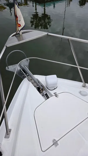 Always Friday Yacht Photos Pics Bow of 2000 Cruisers Yachts 4450 Express Motoryacht with anchor.