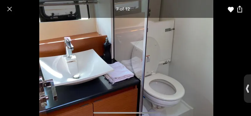 Ultima Risa Yacht Photos Pics Modern bathroom in 2016 Prestige 450 S yacht with sink and toilet.